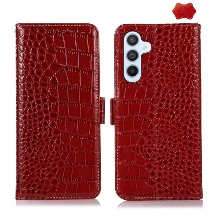 For Samsung Galaxy S24+ Crocodile Top Layer Cowhide Leather Phone Case(Red)