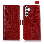 For Samsung Galaxy S24+ Crocodile Top Layer Cowhide Leather Phone Case(Red)