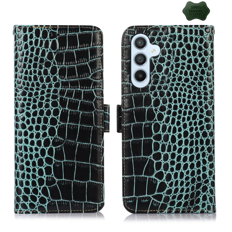 For Samsung Galaxy S24+ Crocodile Top Layer Cowhide Leather Phone Case(Green)