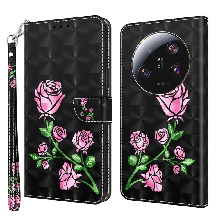 For Xiaomi 13 Ultra 3D Painted Pattern Leather Phone Case(Rose)