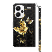 For Xiaomi Redmi Note 13 Pro+ 3D Painted Pattern Leather Phone Case(Golden Butterfly)