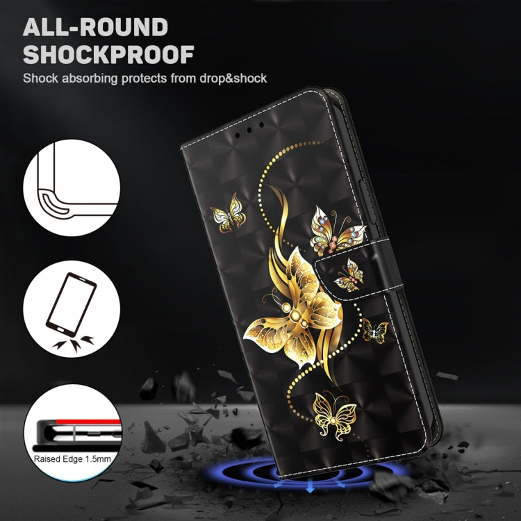 For Xiaomi Redmi Note 13 Pro+ 3D Painted Pattern Leather Phone Case(Golden Butterfly)