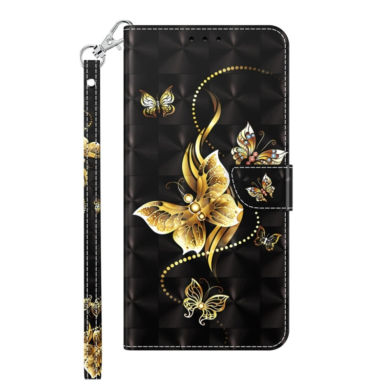 For Xiaomi Redmi Note 13 4G 3D Painted Pattern Leather Phone Case(Golden Butterfly)