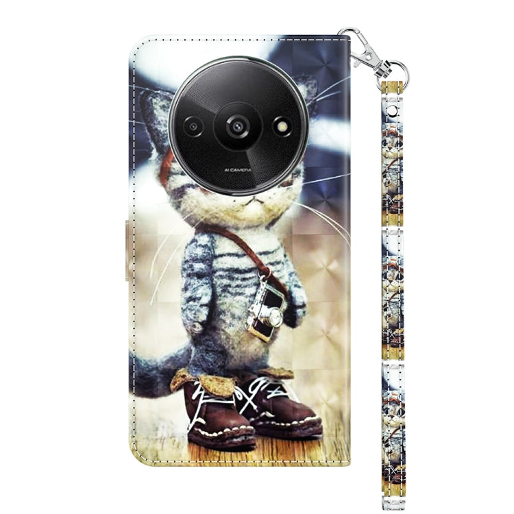 For Xiaomi Redmi A3 3D Painted Pattern Leather Phone Case(Naughty Cat)