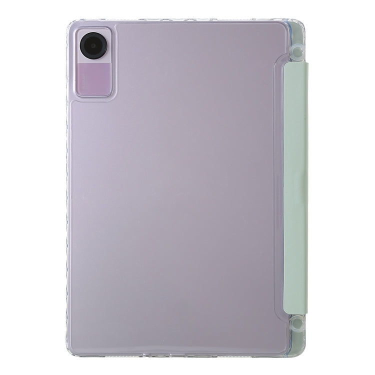 For Xiaomi Redmi Pad SE Clear Acrylic Deformation Leather Tablet Case(Green)