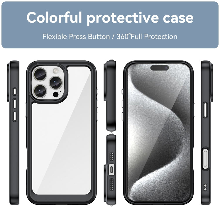 For iPhone 16 Pro Max Colorful Series Acrylic + TPU Phone Case(Black)