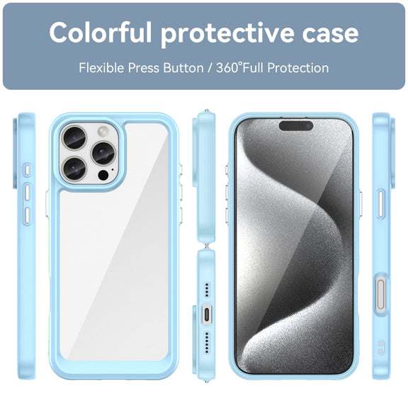 For iPhone 16 Pro Max Colorful Series Acrylic + TPU Phone Case(Blue)