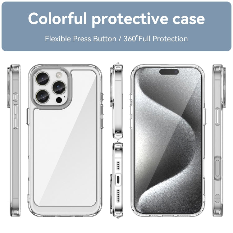 For iPhone 16 Pro Max Colorful Series Acrylic + TPU Phone Case(Transparent)