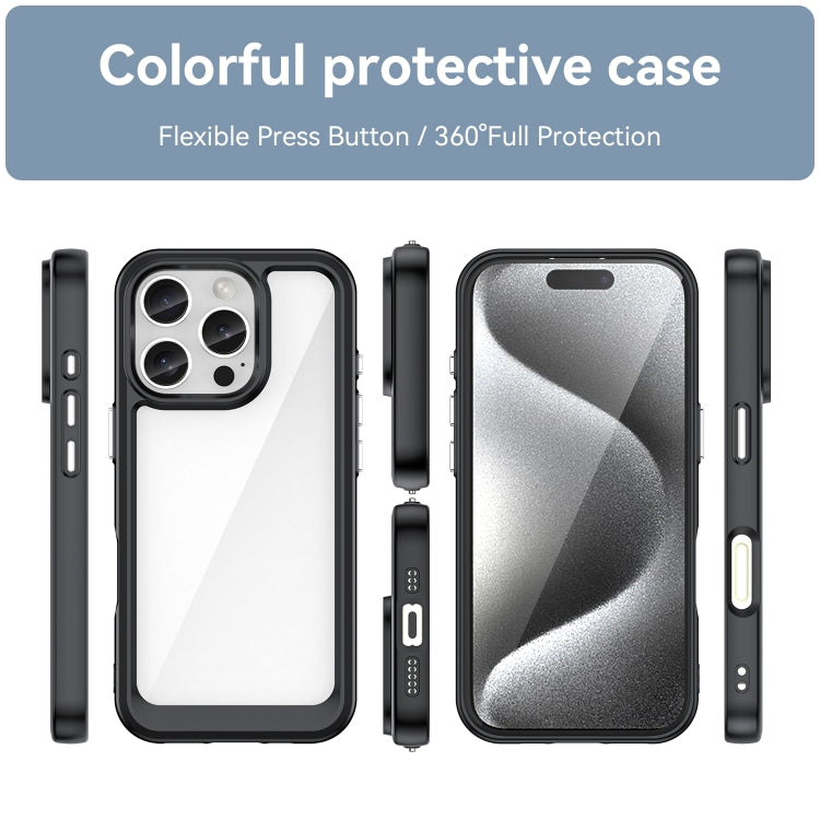 For iPhone 16 Pro Colorful Series Acrylic + TPU Phone Case(Black)