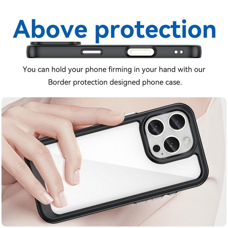 For iPhone 16 Pro Colorful Series Acrylic + TPU Phone Case(Black)