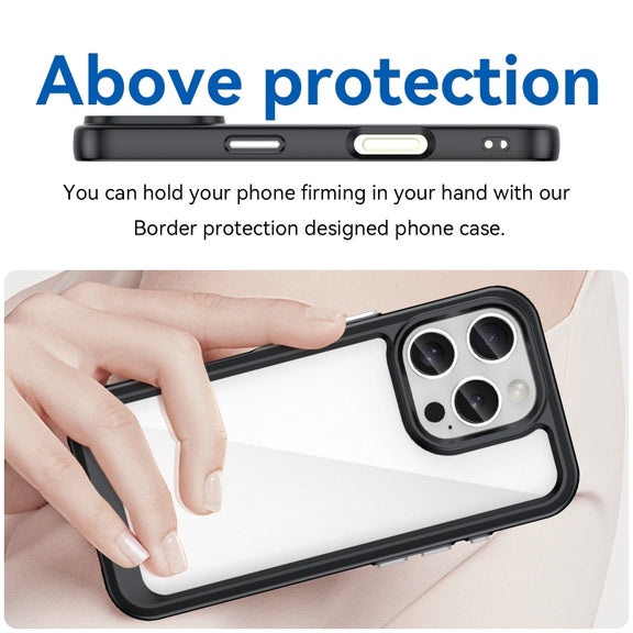For iPhone 16 Pro Colorful Series Acrylic + TPU Phone Case(Black)
