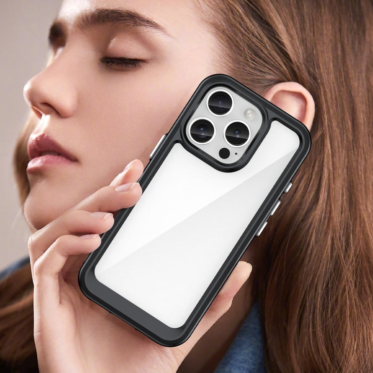 For iPhone 16 Pro Colorful Series Acrylic + TPU Phone Case(Black)
