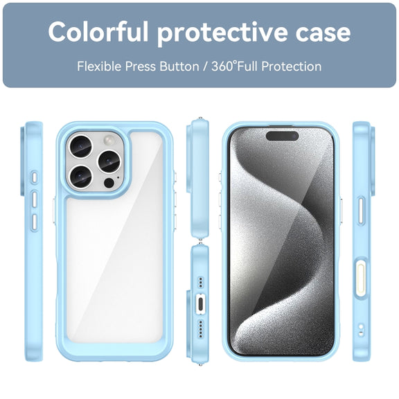 For iPhone 16 Pro Colorful Series Acrylic + TPU Phone Case(Blue)