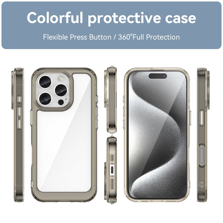 For iPhone 16 Pro Colorful Series Acrylic + TPU Phone Case(Transparent Grey)
