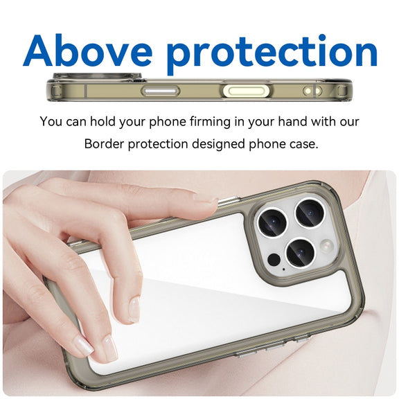 For iPhone 16 Pro Colorful Series Acrylic + TPU Phone Case(Transparent Grey)