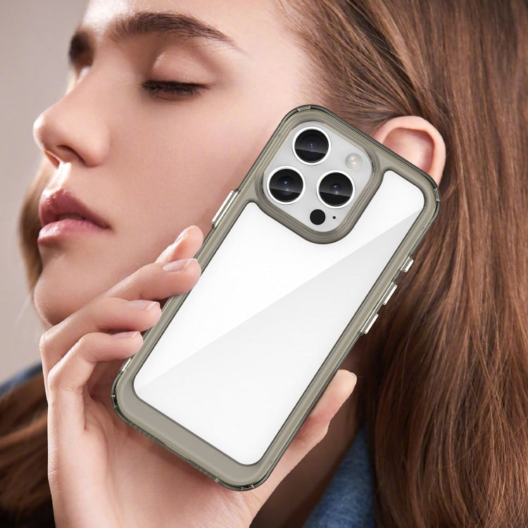 For iPhone 16 Pro Colorful Series Acrylic + TPU Phone Case(Transparent Grey)