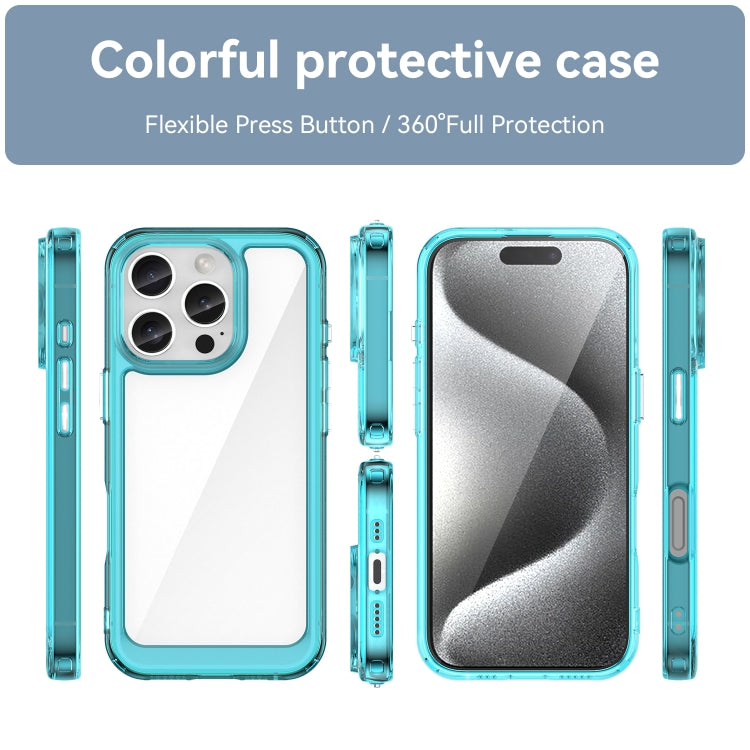 For iPhone 16 Pro Colorful Series Acrylic + TPU Phone Case(Transparent Blue)