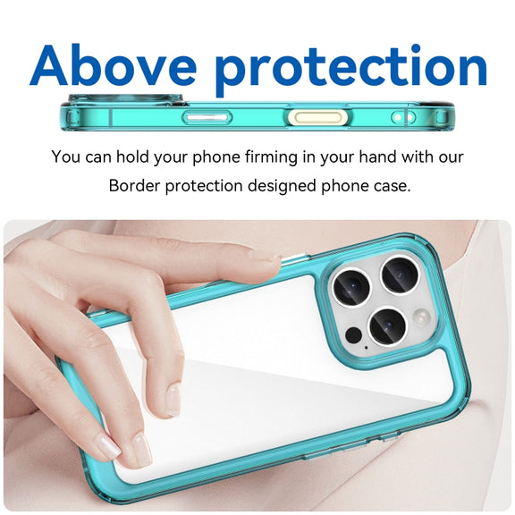 For iPhone 16 Pro Colorful Series Acrylic + TPU Phone Case(Transparent Blue)