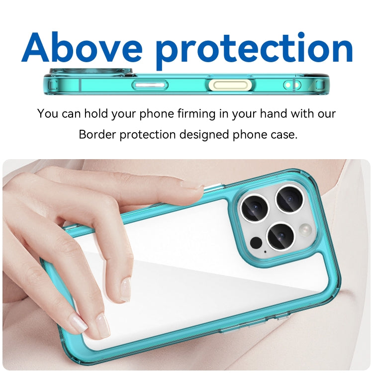 For iPhone 16 Pro Colorful Series Acrylic + TPU Phone Case(Transparent Blue)