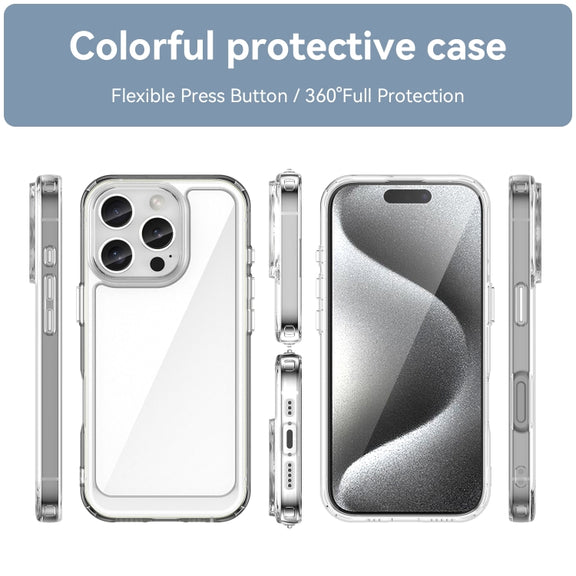 For iPhone 16 Pro Colorful Series Acrylic + TPU Phone Case(Transparent)