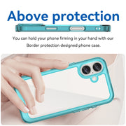 For iPhone 16 Plus Colorful Series Acrylic + TPU Phone Case(Transparent Blue)