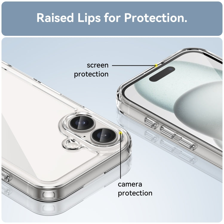 For iPhone 16 Plus Colorful Series Acrylic + TPU Phone Case(Transparent)