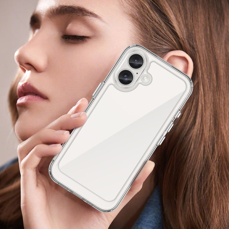 For iPhone 16 Plus Colorful Series Acrylic + TPU Phone Case(Transparent)