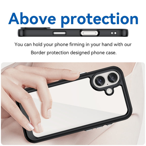 For iPhone 16 Colorful Series Acrylic + TPU Phone Case(Black)
