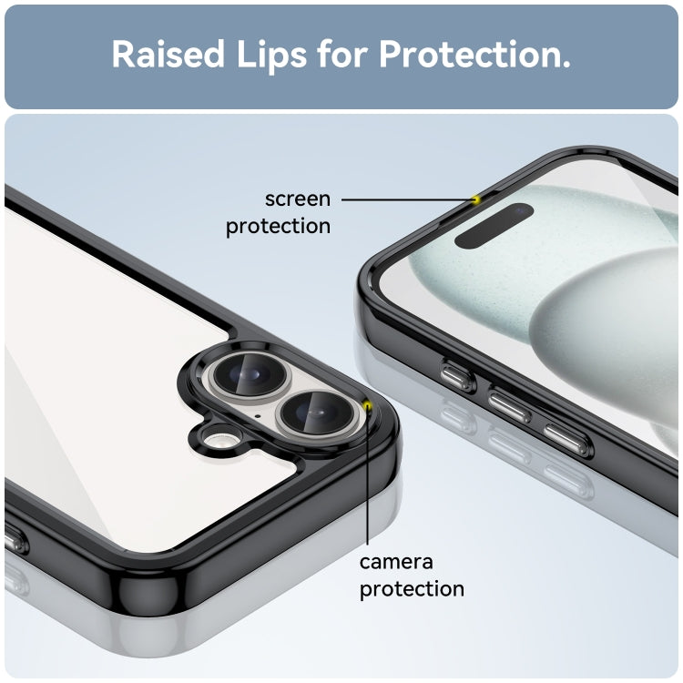 For iPhone 16 Colorful Series Acrylic + TPU Phone Case(Black)