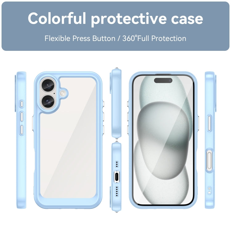 For iPhone 16 Colorful Series Acrylic + TPU Phone Case(Blue)