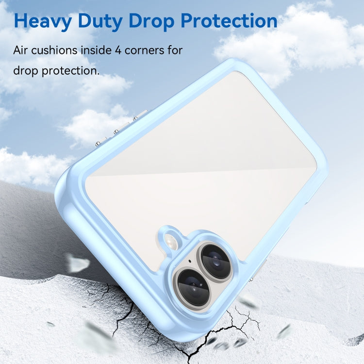 For iPhone 16 Colorful Series Acrylic + TPU Phone Case(Blue)