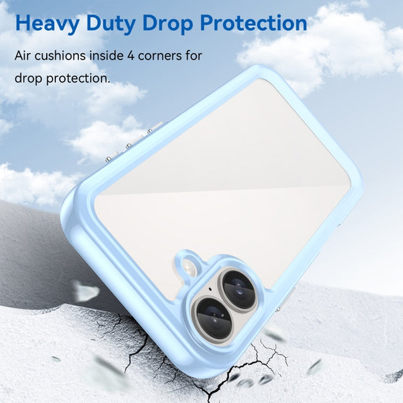 For iPhone 16 Colorful Series Acrylic + TPU Phone Case(Blue)