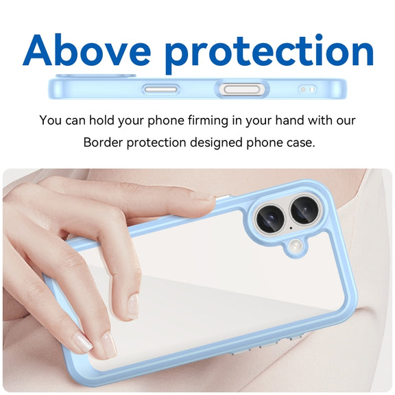 For iPhone 16 Colorful Series Acrylic + TPU Phone Case(Blue)