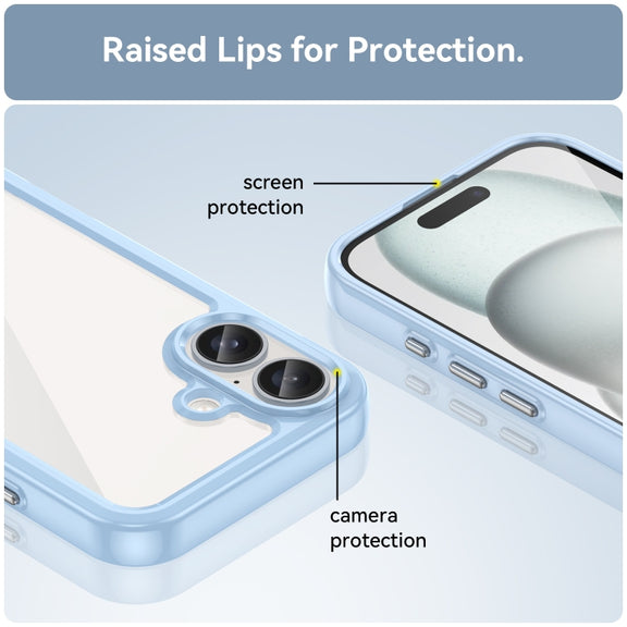 For iPhone 16 Colorful Series Acrylic + TPU Phone Case(Blue)