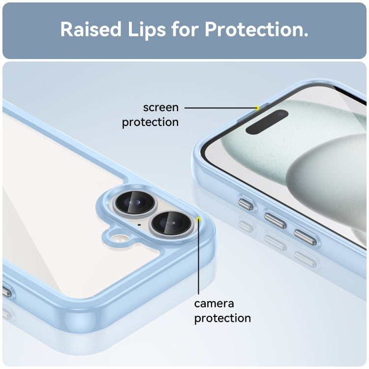 For iPhone 16 Colorful Series Acrylic + TPU Phone Case(Blue)