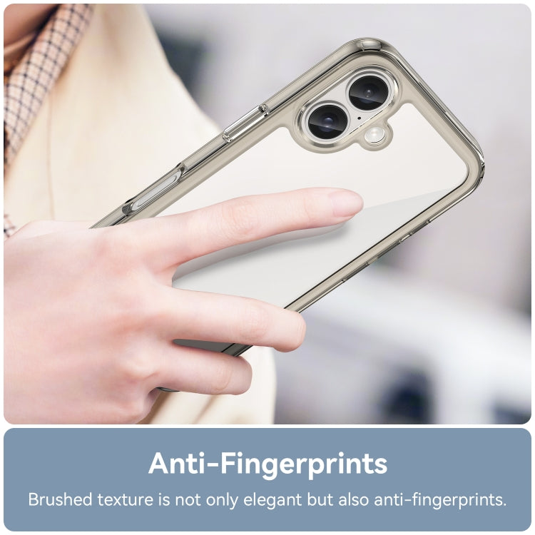For iPhone 16 Colorful Series Acrylic + TPU Phone Case(Transparent Grey)