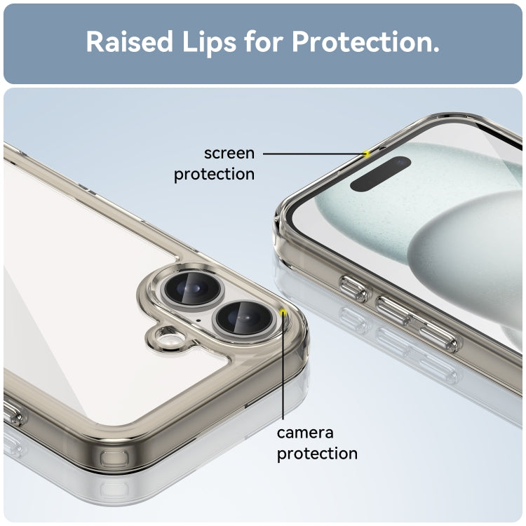 For iPhone 16 Colorful Series Acrylic + TPU Phone Case(Transparent Grey)