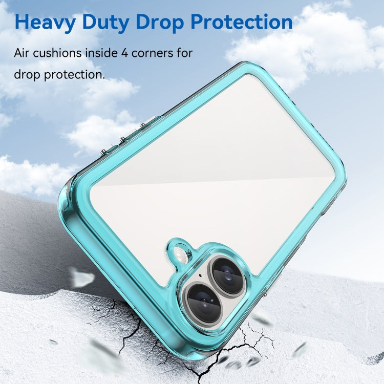 For iPhone 16 Colorful Series Acrylic + TPU Phone Case(Transparent Blue)