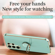 For Samsung Galaxy S24 Ultra 5G XINLI Straight Edge 6D Electroplate TPU Phone Case with Ring Holder(Pink)