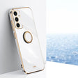 For Samsung Galaxy A35 5G XINLI Straight Edge 6D Electroplate TPU Phone Case with Ring Holder(White) - Galaxy Phone Cases by XINLI | Online Shopping South Africa | PMC TechLife