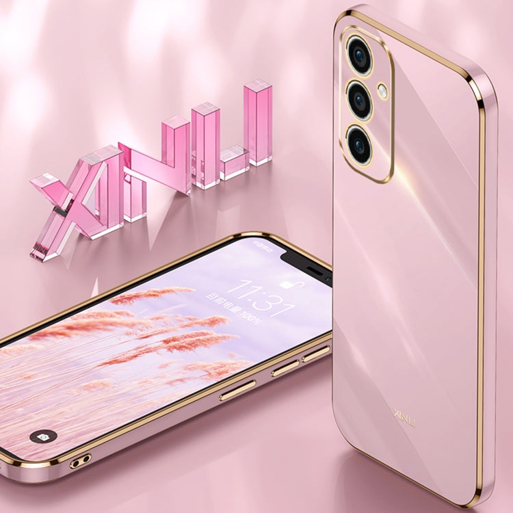 For Samsung Galaxy A35 5G XINLI Straight Edge 6D Electroplate TPU Phone Case with Ring Holder(White)