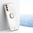 For Samsung Galaxy A55 XINLI Straight Edge 6D Electroplate TPU Phone Case with Ring Holder(White) - Galaxy Phone Cases by XINLI | Online Shopping South Africa | PMC TechLife | Buy Now Pay Later Mobicred