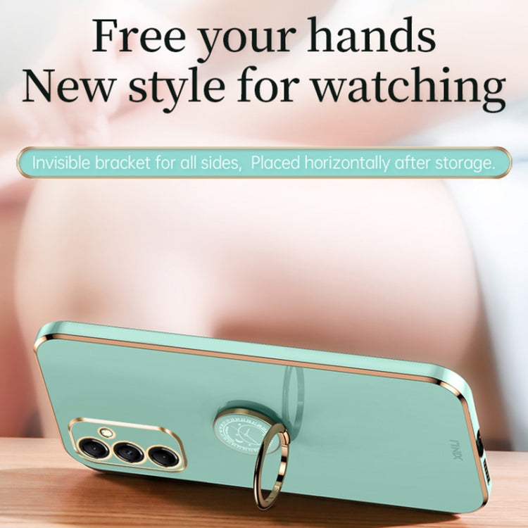 For Samsung Galaxy A55 XINLI Straight Edge 6D Electroplate TPU Phone Case with Ring Holder(White)