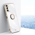 For Samsung Galaxy A15 XINLI Straight Edge 6D Electroplate TPU Phone Case with Ring Holder(White) - Galaxy Phone Cases by XINLI | Online Shopping South Africa | PMC TechLife