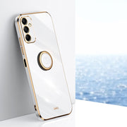 For Samsung Galaxy A15 XINLI Straight Edge 6D Electroplate TPU Phone Case with Ring Holder(White)