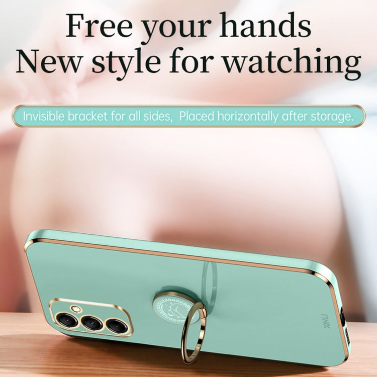 For Samsung Galaxy A15 XINLI Straight Edge 6D Electroplate TPU Phone Case with Ring Holder(White)