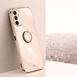 For Samsung Galaxy A15 XINLI Straight Edge 6D Electroplate TPU Phone Case with Ring Holder(Pink) - Galaxy Phone Cases by XINLI | Online Shopping South Africa | PMC TechLife