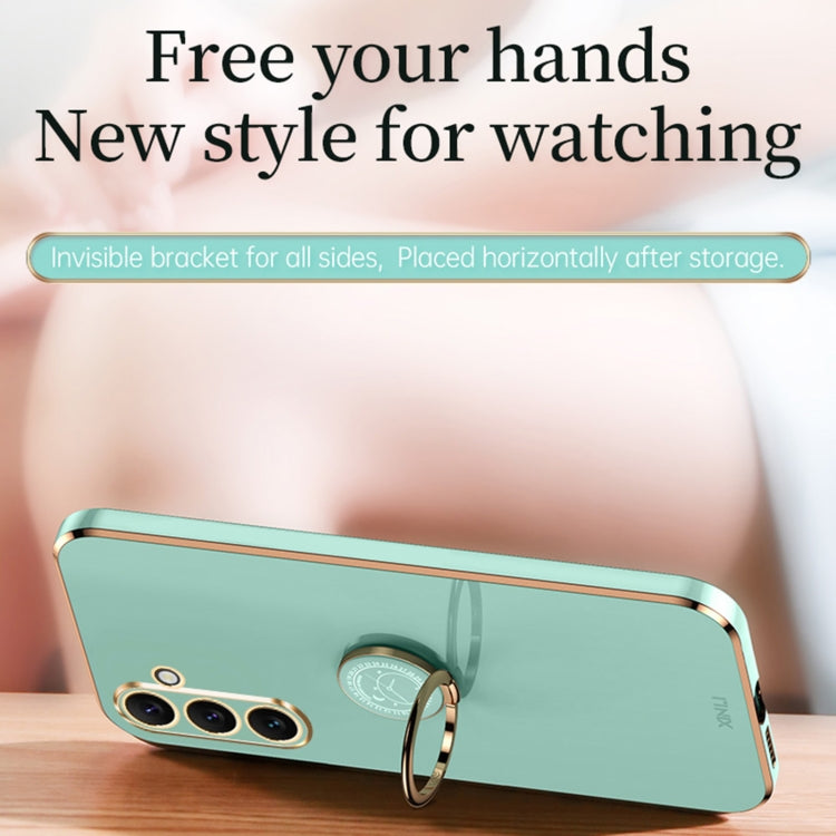 For Samsung Galaxy A25 5G XINLI Straight Edge 6D Electroplate TPU Phone Case with Ring Holder(White)