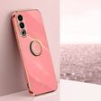 For Meizu 20 5G XINLI Straight Edge 6D Electroplate TPU Phone Case with Ring Holder(Hawthorn Red) - Meizu by XINLI | Online Shopping South Africa | PMC TechLife | Buy Now Pay Later Mobicred