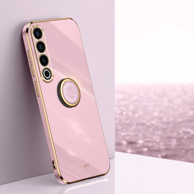 For Meizu 20 Pro 5G XINLI Straight Edge 6D Electroplate TPU Phone Case with Ring Holder(Cherry Purple)
